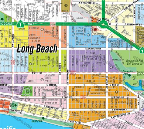 Long Beach Map - SouthEast - PDF, Editable, Royalty Free – Otto Maps
