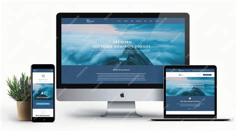 Responsive web design for a website shown on a desktop monitor laptop ...