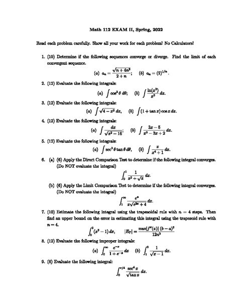 Njit Common Exams Math
