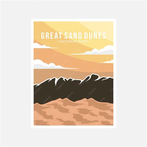 Premium Vector | Great Sand Dune national park poster vector illustration design - elevation of great sand dunes national park