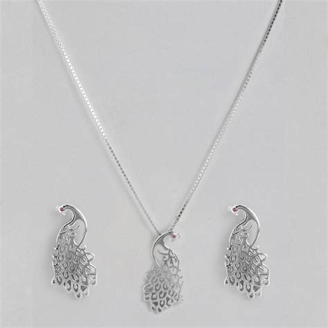 Classic Peacock Rhodium Plated 925 Sterling Silver Jewellery Sets – Zavya