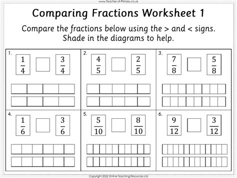 Grade 2 Compare Unit Fractions Using Relation Symbol 的图像结果