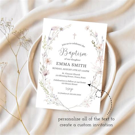Baby Girl Baptism Invitation| Baptism Invitation Template | Ollie + Hank