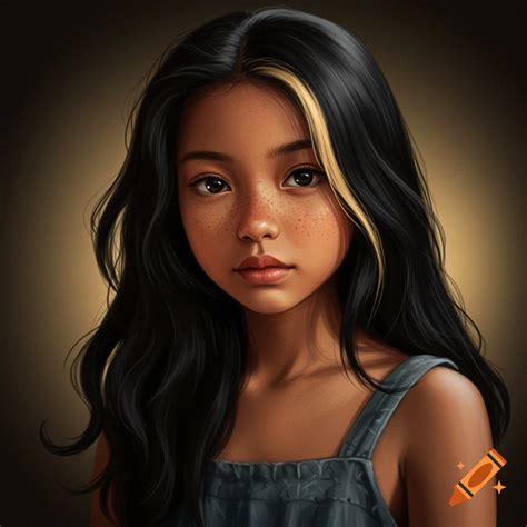 Girl with black hair and blond highlights on Craiyon