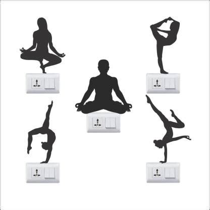 Printart 30 cm Yoga Poses Switch Board Sticker, Medium Switch Board ...
