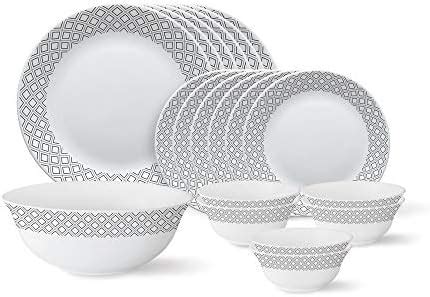 Larah by Borosil Morning Glory Silk Series Opalware Dinner Set |19 ...