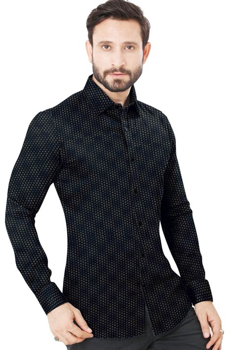 Men's Black Printed Cotton Shirt – styleflea