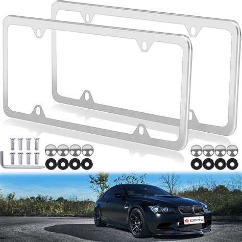 License Plate Frame with Chrome Screw Caps,Car Licenses Plate Covers ...