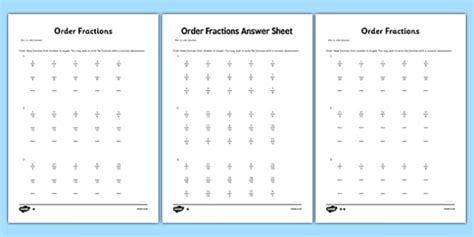 Ordering and Simplifying Fractions Worksheet | Twinkl