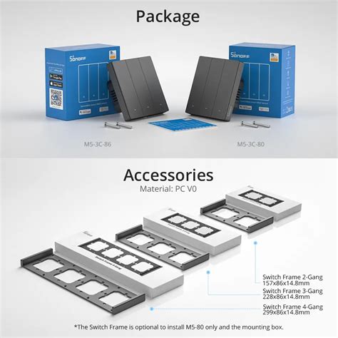SONOFF 4-Gang Smart Switch Frame | Multi-Gang Wall Switch Panel for Sm