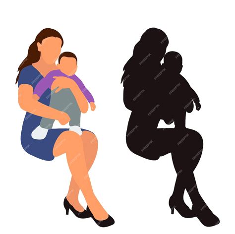 Icono aislado estilo plano mamá sentada con niño | Vector Premium