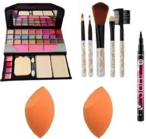 ABXIO TYA 6155 Makeup kit, 5 pcs Makeup Brush, 2 Blender Puff, BLACK ...