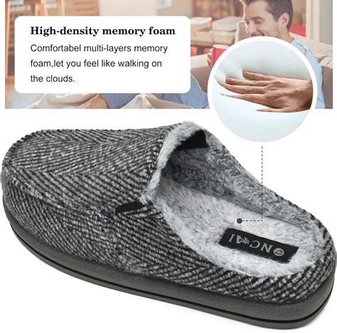 Buy ONCAI Mens Clog Slippers with Arch Support Stripe Faux Fur Cotton ...