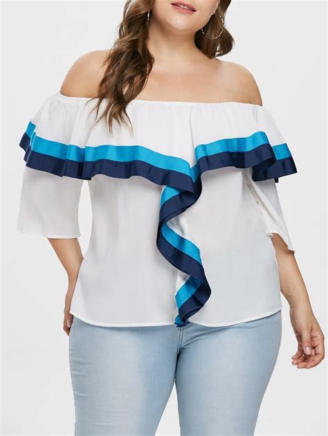 Affordable Off The Shoulder Plus Size Ruffle Blouse #plussize # ...