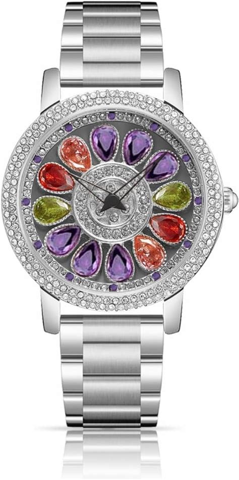 ORSGA Alloy Steel Flora Watch for Women Multicolor Diamond Rotating ...