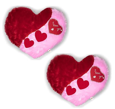 Wondershala Combo of 2 Huggable Heart Shape Cushion Pillow for Couple ...