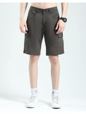 Buy Monte Carlo Men Brown Solid Cotton Blend Regular Fit Shorts (28) Online