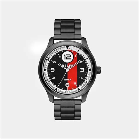 Helix Men Quartz Black Dial Analog Stainless Steel Watch TW043HG28 ...