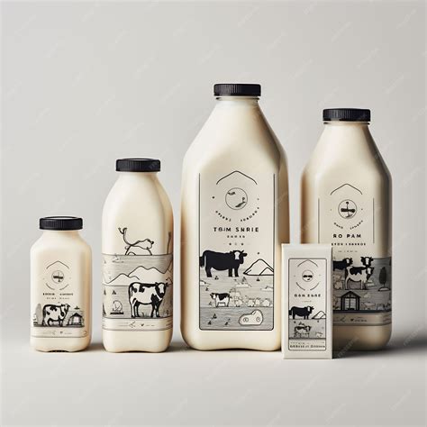 Premium Photo | Three bottles of milk with cows on the front and the ...