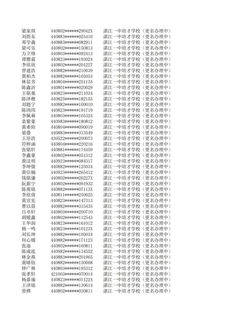 关于2022年湛江市民办义务教育学校七年级招生电脑摇号结果的公告_湛江市人民政府门户网站