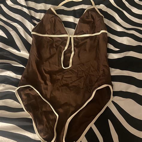 brown one piece swimsuit - Depop