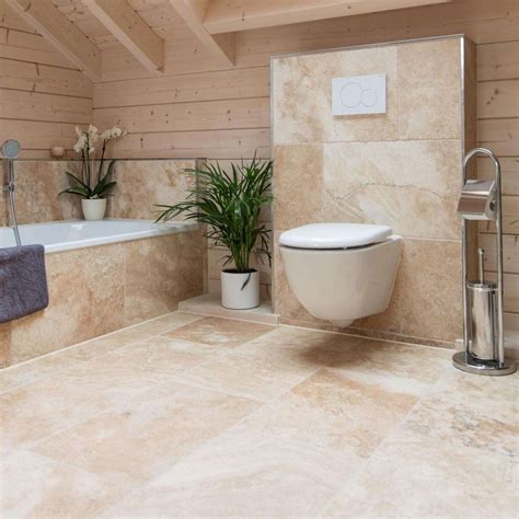 Travertine Tile Bathroom Floor