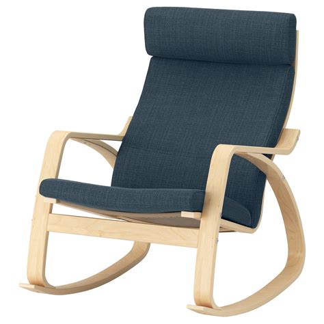 POÄNG rocking-chair, birch veneer/Hillared dark blue - IKEA