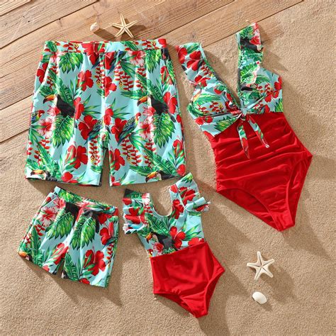 PatPat Mens Swim Trunks Tropical Beach Board Shorts Family Matching ...