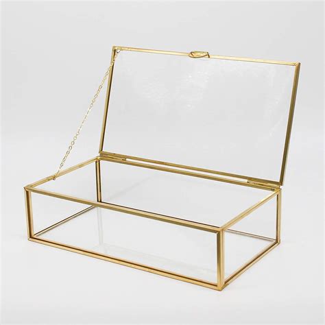 Glass and Brass Vintage Minimalist Jewelry Box Clear Glass with Lid ...