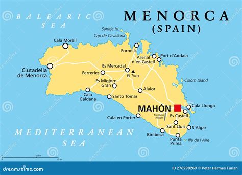 Menorca, or Minorca, Political Map, with the Capital Mahon Stock Vector ...