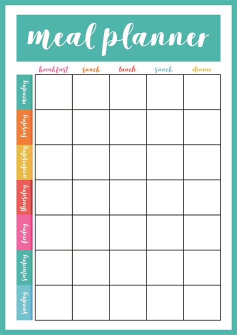 Free Printable Weekly Meal Planner PDF Templates