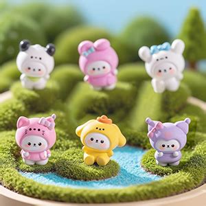 HASTHIP® 6Pcs Mini Cartoon Resin Decor Kawaii Planter Ornaments & Car ...