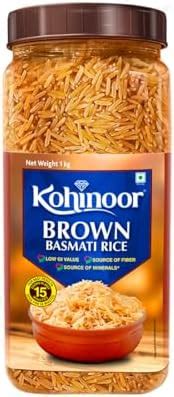 Kohinoor Brown Authentic Basmati Rice, 1 Kg Jar | Long Grain Rice with ...