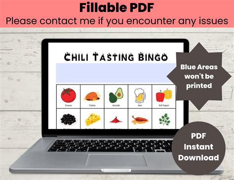 Chili Bingo, Chili Tasting Bingo, Chili Cook off Fall Party Game - Etsy