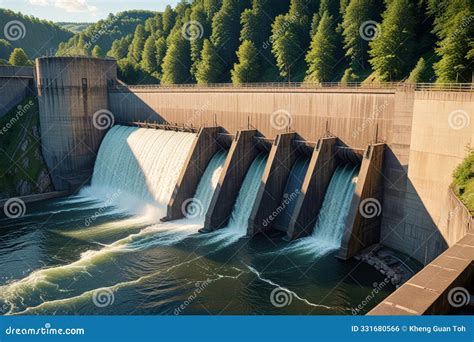 Hydropower Dam, Hydroelectric Renewable Water Energy Source Stock ...