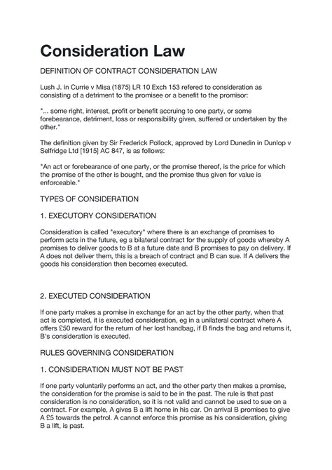 Consideration Law - Consideration Law DEFINITION OF CONTRACT ...