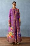 Buy Purple Cotton, Silk Embroidery Round Dil Kusha Keya Printed Jacket ...