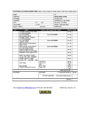 Fillable Online PRINTABLE ARMY ORDER FORM Mail-in with a check or money ...