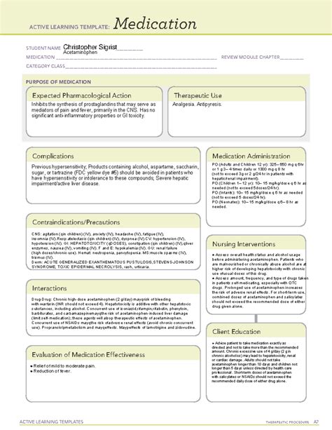 Active Learning Template Medication Acetaminophen