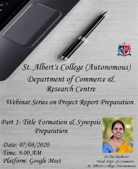 Webinar Series – Project Report Preparation – St. Albert’s College ...