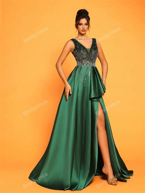 Smilprince Robe de soirée élégante et longue jusqu'aux chevilles en ...