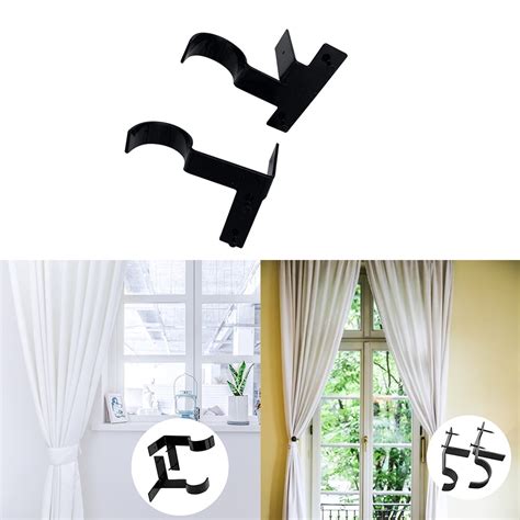 Buy 4pcs Single Curtain Rod Brackets Curtain Rod Holders Tap Right Into ...