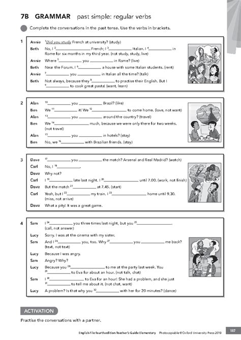 Regular verbs in past simple limpio - English F ile fourth edition ...