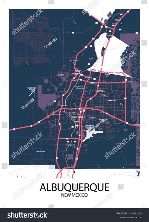 Poster Albuquerque New Mexico Maproad Map Stock Illustration 2144991755 ...