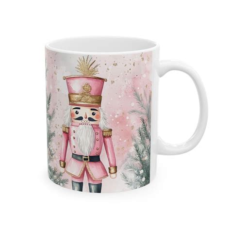 Pink Nutcracker Christmas Coffee Mug Festive Winter Holiday Tea Cup for ...