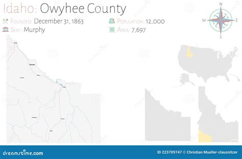 Map of Owyhee County in Idaho Stock Vector - Illustration of city ...
