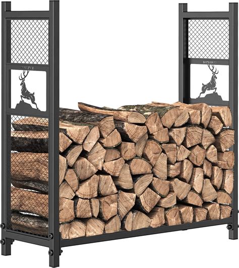 Mr IRONSTONE 4ft Firewood Rack, Outdoor Wood Rack India | Ubuy