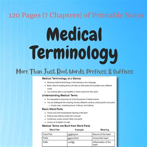 Medical Terminology Notes | 7 Chapters | Organized Printable Cheat ...