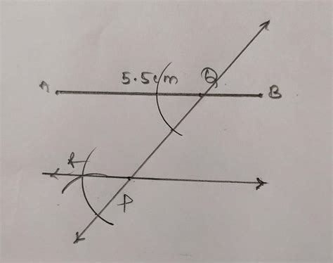 draw a line segment AB =5.5. take a point P below AB and draw a line ...